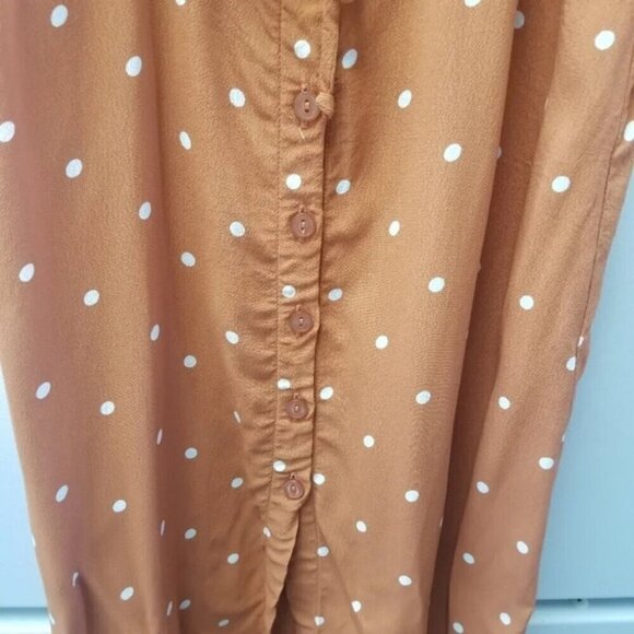 For Love and Lemons Natalia Midi Polka Dot Orange Saffron Dress XS - Picture 7 of 14